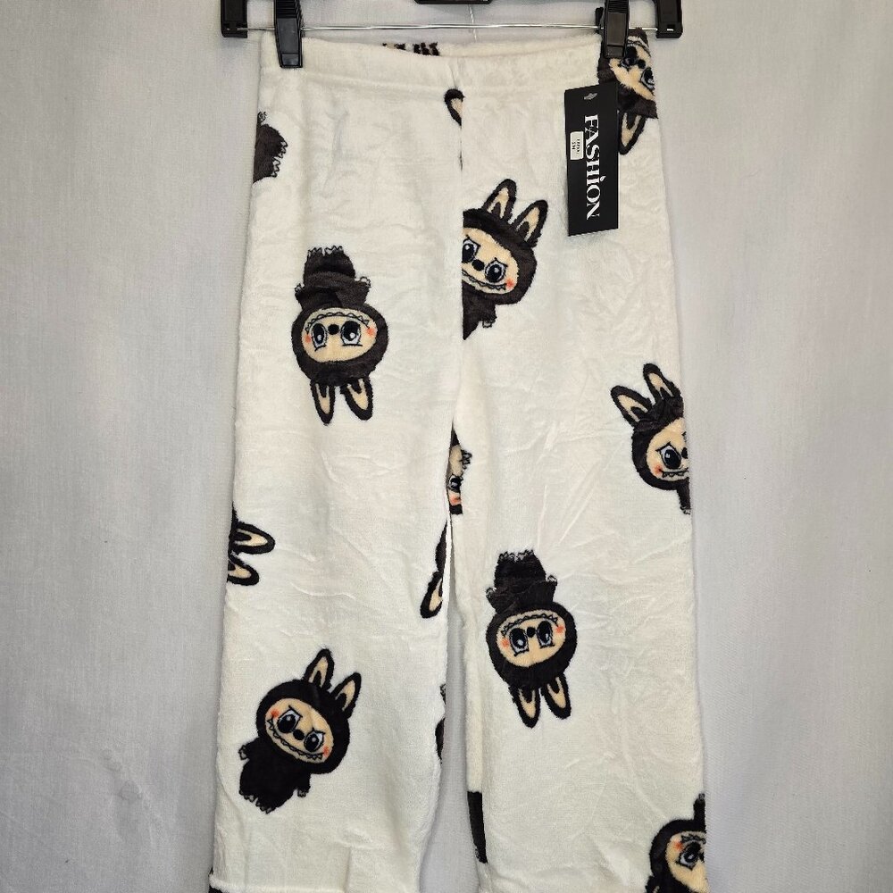Kid's White Labubu Fleece Pajama Pant